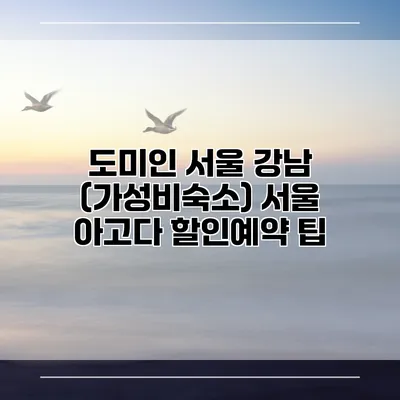 도미인 서울 강남 (가성비숙소) 서울 아고다 할인예약 팁