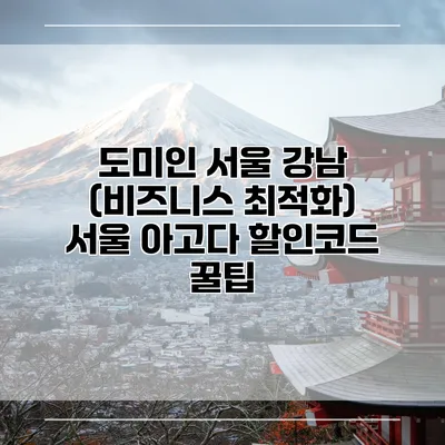 도미인 서울 강남 (비즈니스 최적화) 서울 아고다 할인코드 꿀팁