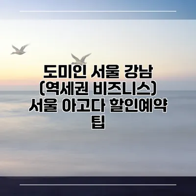 도미인 서울 강남 (역세권 비즈니스) 서울 아고다 할인예약 팁
