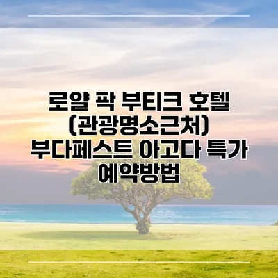 로얄 팍 부티크 호텔 (관광명소근처) 부다페스트 아고다 특가 예약방법