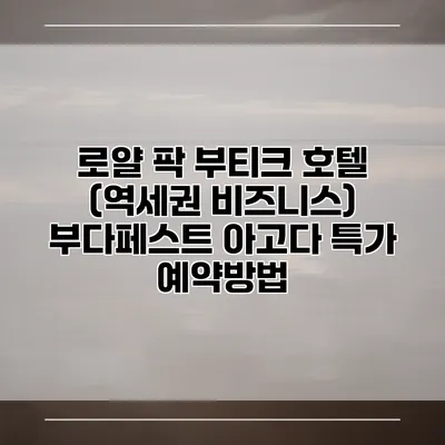 로얄 팍 부티크 호텔 (역세권 비즈니스) 부다페스트 아고다 특가 예약방법