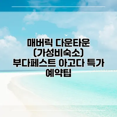 매버릭 다운타운 (가성비숙소) 부다페스트 아고다 특가 예약팁