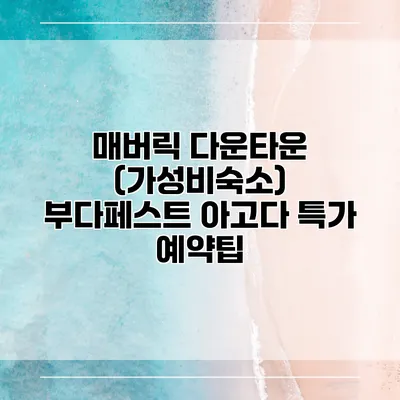 매버릭 다운타운 (가성비숙소) 부다페스트 아고다 특가 예약팁