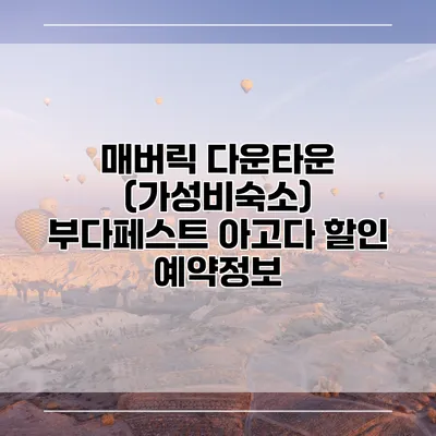 매버릭 다운타운 (가성비숙소) 부다페스트 아고다 할인 예약정보
