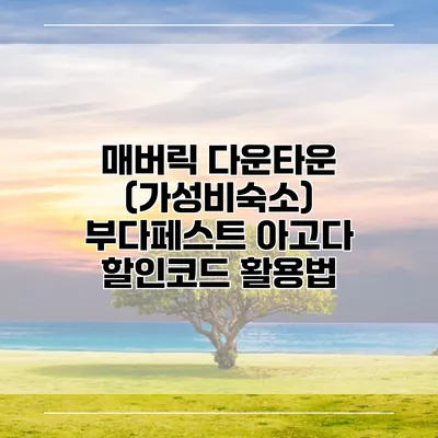 매버릭 다운타운 (가성비숙소) 부다페스트 아고다 할인코드 활용법