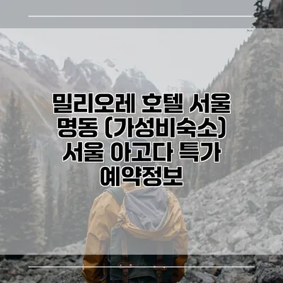 밀리오레 호텔 서울 명동 (가성비숙소) 서울 아고다 특가 예약정보