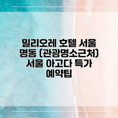 밀리오레 호텔 서울 명동 (관광명소근처) 서울 아고다 특가 예약팁