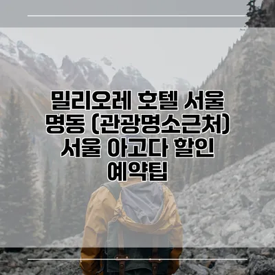 밀리오레 호텔 서울 명동 (관광명소근처) 서울 아고다 할인 예약팁