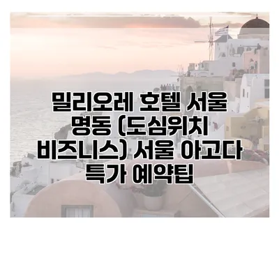 밀리오레 호텔 서울 명동 (도심위치 비즈니스) 서울 아고다 특가 예약팁