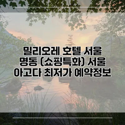 밀리오레 호텔 서울 명동 (쇼핑특화) 서울 아고다 최저가 예약정보