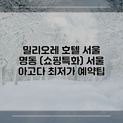 밀리오레 호텔 서울 명동 (쇼핑특화) 서울 아고다 최저가 예약팁