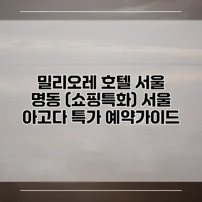 밀리오레 호텔 서울 명동 (쇼핑특화) 서울 아고다 특가 예약가이드