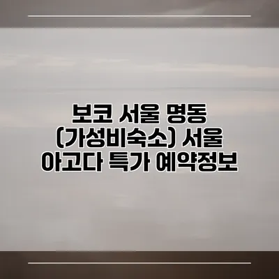 보코 서울 명동 (가성비숙소) 서울 아고다 특가 예약정보