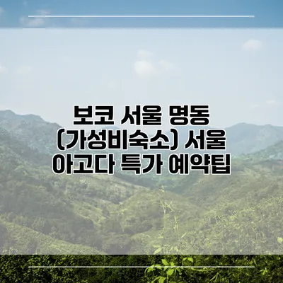 보코 서울 명동 (가성비숙소) 서울 아고다 특가 예약팁