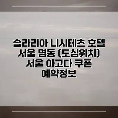 솔라리아 니시테츠 호텔 서울 명동 (도심위치) 서울 아고다 쿠폰 예약정보
