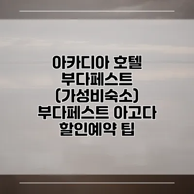 아카디아 호텔 부다페스트 (가성비숙소) 부다페스트 아고다 할인예약 팁