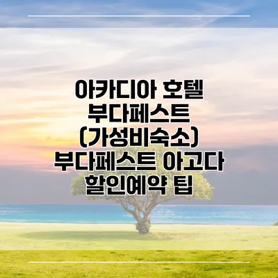 아카디아 호텔 부다페스트 (가성비숙소) 부다페스트 아고다 할인예약 팁