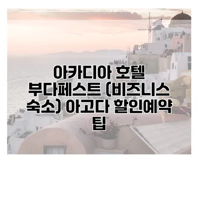 아카디아 호텔 부다페스트 (비즈니스 숙소) 아고다 할인예약 팁
