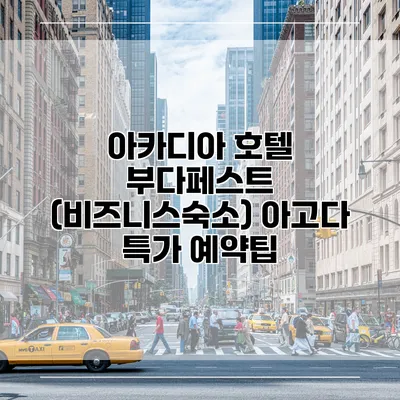 아카디아 호텔 부다페스트 (비즈니스숙소) 아고다 특가 예약팁