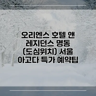 오리엔스 호텔 앤 레지던스 명동 (도심위치) 서울 아고다 특가 예약팁