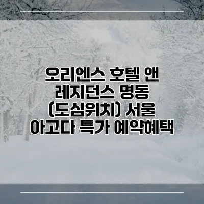 오리엔스 호텔 앤 레지던스 명동 (도심위치) 서울 아고다 특가 예약혜택