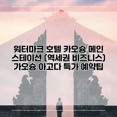 워터마크 호텔 카오슝 메인 스테이션 (역세권 비즈니스) 가오슝 아고다 특가 예약팁