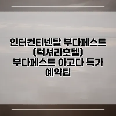 인터컨티넨탈 부다페스트 (럭셔리호텔) 부다페스트 아고다 특가 예약팁
