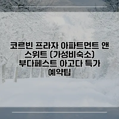 코르빈 프라자 아파트먼트 앤 스위트 (가성비숙소) 부다페스트 아고다 특가 예약팁