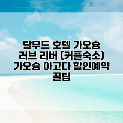 탈무드 호텔 가오슝 러브 리버 (커플숙소) 가오슝 아고다 할인예약 꿀팁