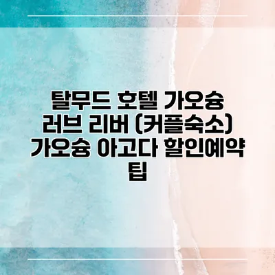 탈무드 호텔 가오슝 러브 리버 (커플숙소) 가오슝 아고다 할인예약 팁