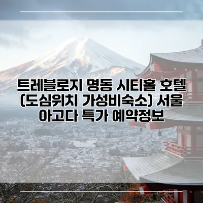 트레블로지 명동 시티홀 호텔 (도심위치 가성비숙소) 서울 아고다 특가 예약정보