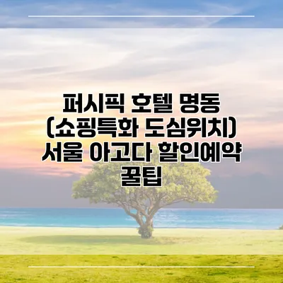 퍼시픽 호텔 명동 (쇼핑특화 도심위치) 서울 아고다 할인예약 꿀팁