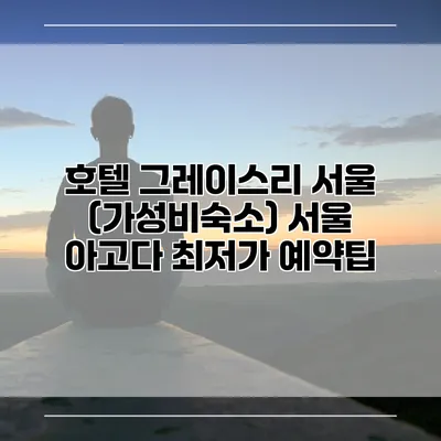 호텔 그레이스리 서울 (가성비숙소) 서울 아고다 최저가 예약팁