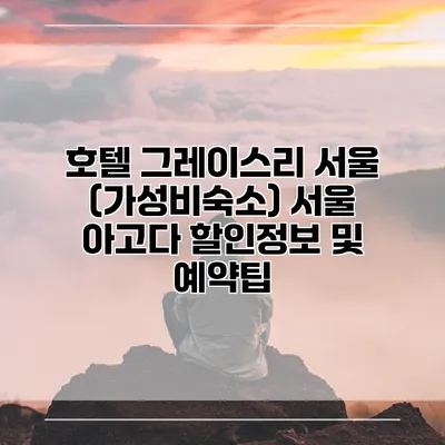 호텔 그레이스리 서울 (가성비숙소) 서울 아고다 할인정보 및 예약팁