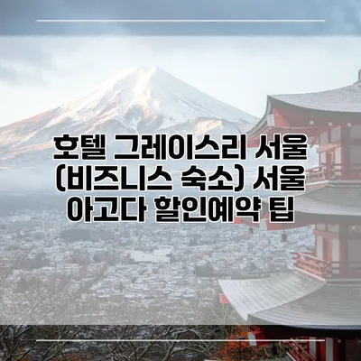호텔 그레이스리 서울 (비즈니스 숙소) 서울 아고다 할인예약 팁
