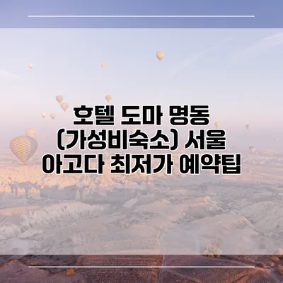 호텔 도마 명동 (가성비숙소) 서울 아고다 최저가 예약팁