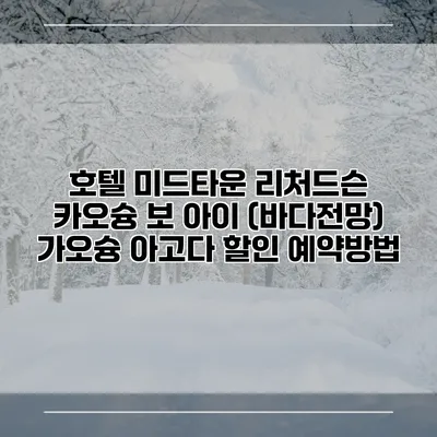 호텔 미드타운 리처드슨 카오슝 보 아이 (바다전망) 가오슝 아고다 할인 예약방법