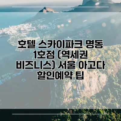 호텔 스카이파크 명동 1호점 (역세권 비즈니스) 서울 아고다 할인예약 팁