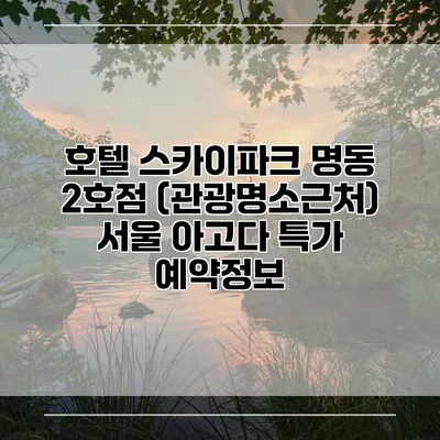 호텔 스카이파크 명동 2호점 (관광명소근처) 서울 아고다 특가 예약정보