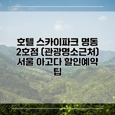 호텔 스카이파크 명동 2호점 (관광명소근처) 서울 아고다 할인예약 팁