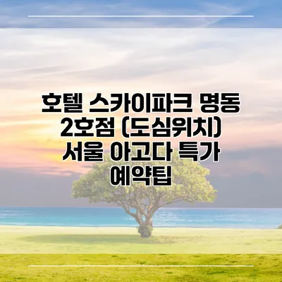 호텔 스카이파크 명동 2호점 (도심위치) 서울 아고다 특가 예약팁