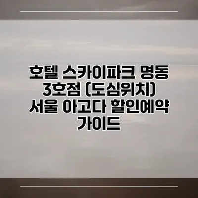 호텔 스카이파크 명동 3호점 (도심위치) 서울 아고다 할인예약 가이드