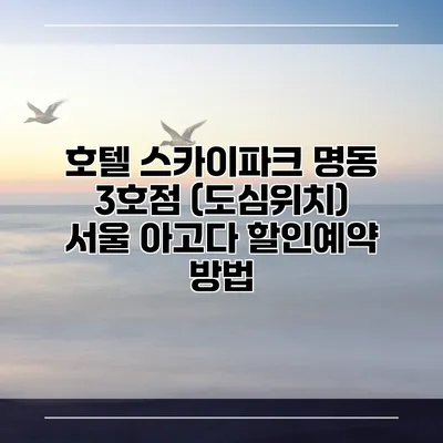호텔 스카이파크 명동 3호점 (도심위치) 서울 아고다 할인예약 방법