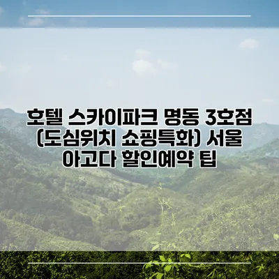 호텔 스카이파크 명동 3호점 (도심위치 쇼핑특화) 서울 아고다 할인예약 팁