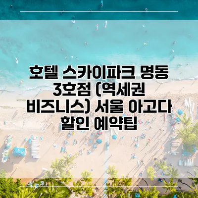 호텔 스카이파크 명동 3호점 (역세권 비즈니스) 서울 아고다 할인 예약팁