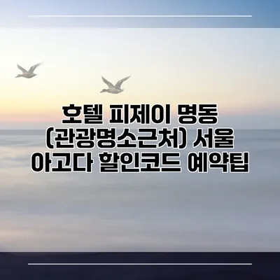 호텔 피제이 명동 (관광명소근처) 서울 아고다 할인코드 예약팁