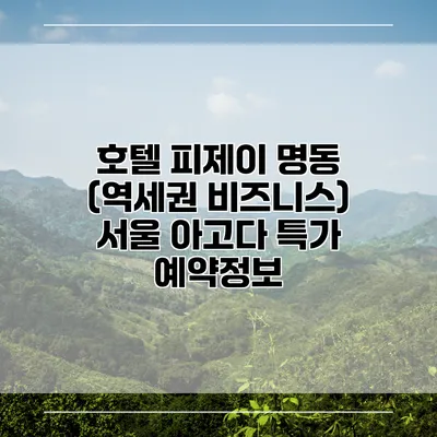 호텔 피제이 명동 (역세권 비즈니스) 서울 아고다 특가 예약정보